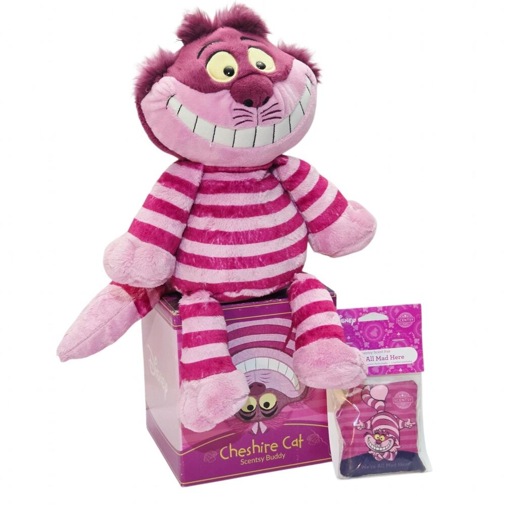 Disney Cheshire Cat Scentsy Buddy Alice in Wonderland Plush Box New Scent Pak